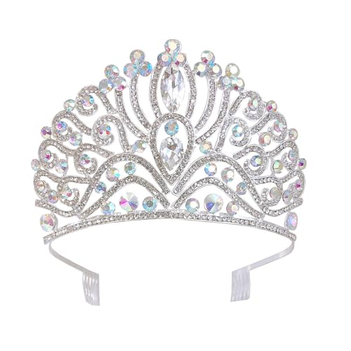 TLTLT 1 Stück glänzende barocke Braut-Tiara-Krone – Strass-Perlen-Hochzeitskopfschmuck for Braut, Schleier und Abendkleid, Festzug-Tiara aus Kristallglas for Frauen von TLTLT