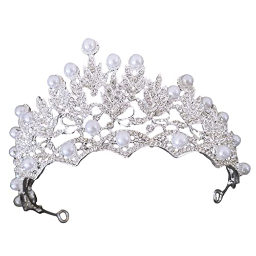 TLTLT Braut-Tiara-Krone, Strass-Hochzeits-Tiara-Kopfschmuck mit Perlen, elegante Abschlussball-Krone for Frauen, bequemes Stirnband for Brautpartys, Geburtstage und besondere Anlässe von TLTLT