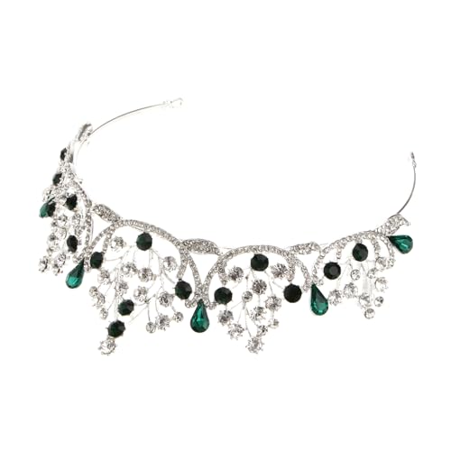 TLTLT Braut-Tiara-Krone, eleganter Hochzeits-Kopfschmuck for Frauen, funkelnde Diamantkrone, Braut-Haarschmuck, modische Brautkrone for die Braut, besondere Anlässe(Green) von TLTLT