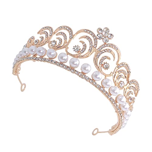 TLTLT Elegante Braut-Tiara-Krone for Frauen, funkelnder Strass-Hochzeitskopfschmuck, Haarschmuck for die Braut for Brautpartys, Zeremonien und besondere Anlässe (Silber/Weiß)(Golden) von TLTLT