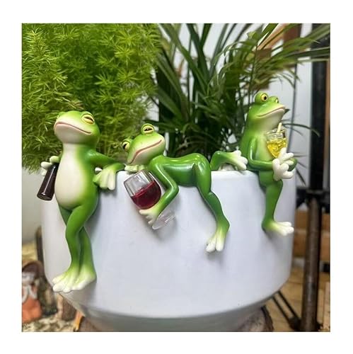 TLTLT Gartenskulpturen, kletternder Frosch, Topfhänger, Harz, Mini-Froschfigur for Pflanzgefäße, lustige Gartendekoration for Balkon, Hof oder Zimmerpflanzen (3 Stück)(3pcs) von TLTLT