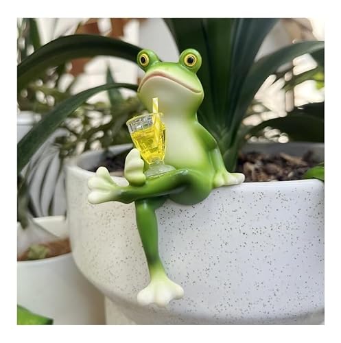 TLTLT Gartenskulpturen, kletternder Frosch, Topfhänger, Harz, Mini-Froschfigur for Pflanzgefäße, lustige Gartendekoration for Balkon, Hof oder Zimmerpflanzen (3 Stück)(Type B) von TLTLT