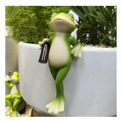 TLTLT Gartenskulpturen, kletternder Frosch, Topfhänger, Harz, Mini-Froschfigur for Pflanzgefäße, lustige Gartendekoration for Balkon, Hof oder Zimmerpflanzen (3 Stück)(Type a) von TLTLT