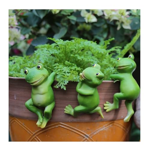 TLTLT Kletterfrosch-Topfhänger (3 Frösche) – Niedliche Froschskulpturen aus Harz for den Garten, hängende Dekoration for draußen, lustige Tierstatuen for Blumentöpfe, Zaun- und Hofdekoration von TLTLT