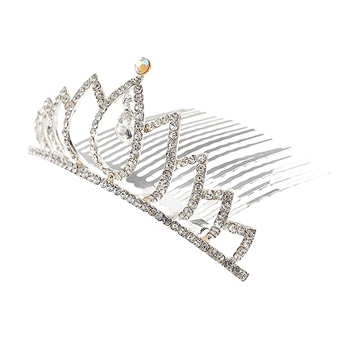 TLTLT Lavendelfarbene Braut-Tiara-Krone mit Strasssteinen – Haarkamm for Hochzeiten aus Legierung, Prinzessinnen-Kopfschmuck for die Braut, Abschlussball und Kuchendekoration(White) von TLTLT