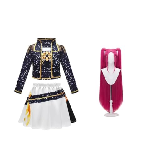 TLXNN Mira Cosplay Kostüm mit Perücke Zoey Kostüm für Mädchen Schwarz und Gold Stil Rumi Anime Uniform Verkleidung für Halloween Karneval Mottoparty von TLXNN