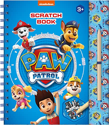 Paw Patrol 720831 Scratch Book mit Schablonen, Glitzersticker und Kratz-Stift für Zuhause & Unterwegs von Totum
