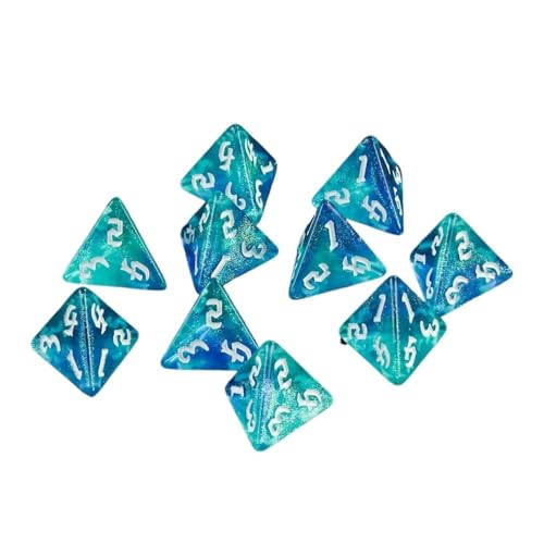Würfelset Würfel, 10 Stück, D4, gemischte Farben, polyedrische Würfel, 4-seitig, Bunte Glitzerwürfel, geeignet for Partysiebe, Party-Requisiten, Partyspiel-Würfel farbige Würfel(07) von TMAOZW