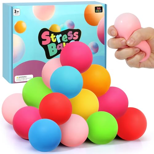 TMHAI Stressball Sensory Fidget Fun Toy, 24 Stück Stressabbau Knetball Squishy Ball Wurfball Spielzeug für Kinder und Erwachsene von TMHAI