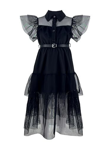 Girls Ladies Long Sleeve Cosplay Halloween Carnival Costume Dress (Item No. 8078) (Schwarzer Tüll, 14 Jahre) von TMK