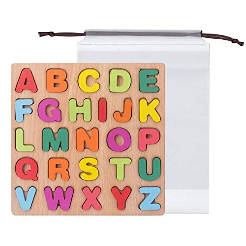 Holz Alphabet Puzzle Board ABC,Puzzle Aus Holz Buchstaben ABC,Holzpuzzles ABC,Hauptstadt Alphabet,Holzpuzzle Kinder Ab 2,Kleine Größe, Mit Aufbewahrungstasche von TMRBBesty