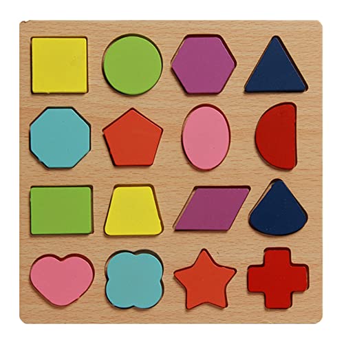 Holzpuzzles,Puzzles Geometrische,Holzpuzzle Spielzeug,3D Dreidimensionales Holzpuzzle Geometrische Form Bausteine ​​Griffbrett für Kinder Lernspielzeug für Kinder Unterrichtsmaterialien für Kinder von TMRBBesty