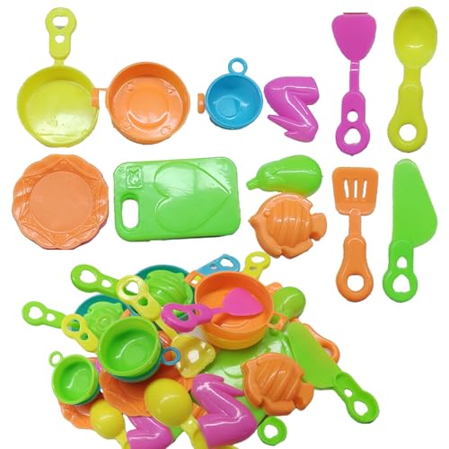 Puppengeschirr,Matschküche,Spielküche,Kinderküche Zubehör Set 60 stück Küchen Spielzeug Rollenspiele, Feiertags Geburtstagsgeschenke für Kinder ab 3 Jahren von TMRBBesty