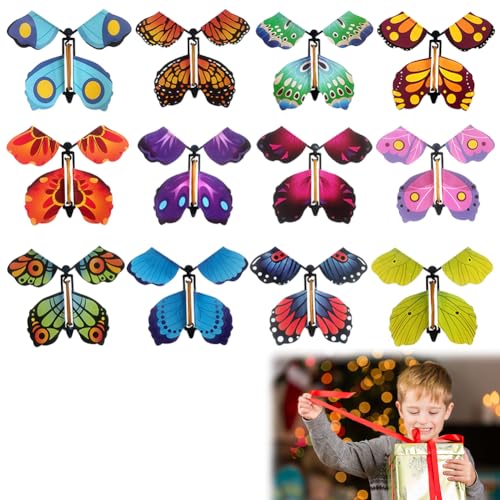 TMRBBesty Fliegende Schmetterlinge Magische, 12 Stück Magische Schmetterling Spielzeug, Magic Flying Butterfly Toy, Fliegender Schmetterling Karte, Geeignet für Partys und Geburtstagszaubershows von TMRBBesty
