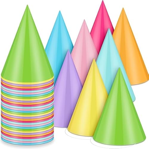TMZELOA 40 Stück Partyhüte Set, Bunte Kindergeburtstag Hütchen aus Karton, 8 Farben mit Elastikband, Umweltfreundliche Partyhut für Kinder & Erwachsene, DIY Deko für Feier, Schule, Karneval TMZELOA 40 Stück Partyhüte Set, Bunte Kindergeburtstag Hütchen aus Karton, 8 Farben mit Elastikband, Umweltfreundliche Partyhut für Kinder & Erwachsene, DIY Deko für Feier, Schule, Karneval von TMZELOA