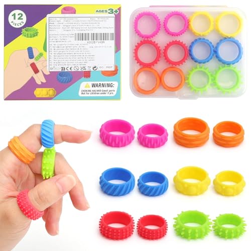 TMZELOA Fidget Ring Toys für Kinder Erwachsene, 12 Stück Sensorik Autismus für Spielzeug, Anti Stress Autismus Spielzeug, Fidget Squishy Toy Anxiety ADHD Toys, Beruhigend Bei Stress Angst von TMZELOA