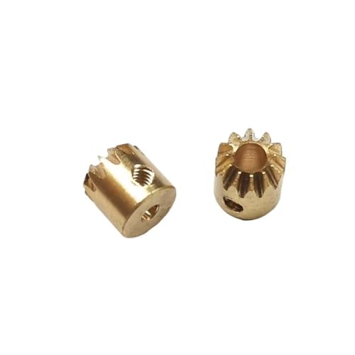 TNBCCXN Gears 2 stücke 0,5 M 12T Micro Kegelrad Kupfer 90 Grad Verzahnung Stick Metall Kegel Ritzel(2mm bore) von TNBCCXN