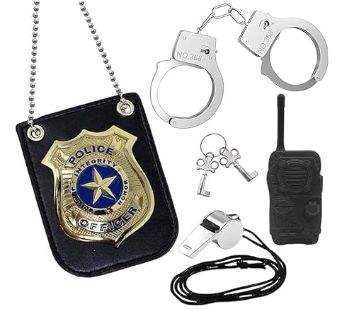 TNEDFOD 4 PCS Kinder Polizei Set, Polizei Zubehör Set von TNEDFOD
