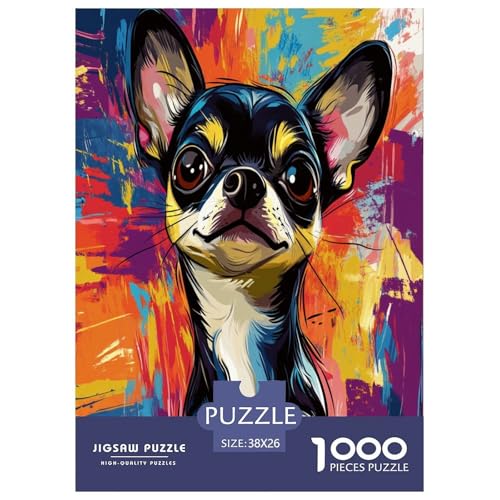 Chihuahua Puzzle 1000-teilige Schwer Puzzle Spielzeug Pädagogisches Spiel Impossible Herausforderungsspielzeug Für Erwachsene Und Kinder in Bewährter 38x26cm/1000pcs von TNSGHAVED