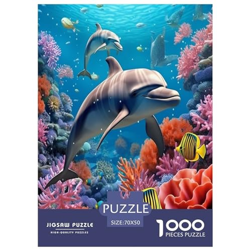 Delphins Puzzle 1000 Teile Schwer Puzzle Spielzeug Lernspiel Impossible Herausforderung Spielzeug Für Erwachsene Und Kinder Ab 12 Jahren 70x50cm/1000pcs von TNSGHAVED
