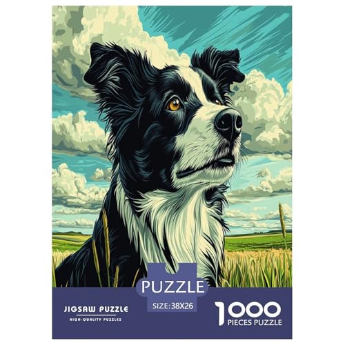 Der Border Collie Puzzle 1000 Teile Schwer Puzzle Spielzeug Pädagogisches Spiel Impossible Herausforderung Spielzeug Für Erwachsene Kinder 38x26cm/1000pcs von TNSGHAVED