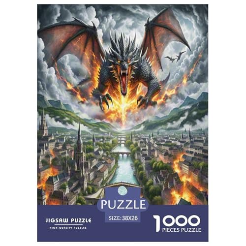 Der Drache Puzzles 1000 Teile Schwer Puzzle Spielzeug Lernspiel Impossible Herausforderung Spielzeug Für Erwachsene Und Kinder Ab 14 Jahren 38x26cm/1000pcs von TNSGHAVED