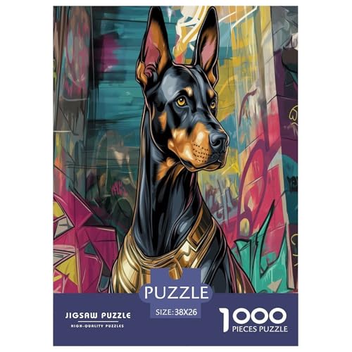 Doberman Puzzle 1000-teilige Schwer Puzzle Spielzeug Pädagogisches Spiel Impossible Herausforderungsspielzeug Für Erwachsene Und Kinder Ab 12 Jahren 38x26cm/1000pcs von TNSGHAVED