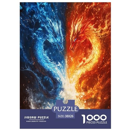 Drachen Puzzle 1000-teilige Schwer Puzzle Spielzeug Pädagogisches Spiel Impossible Herausforderung Spielzeug Für Erwachsene Und Kinder Ab 12 Jahren 38x26cm/1000pcs von TNSGHAVED