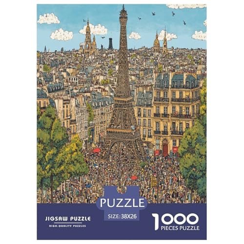 Eiffelturm Puzzle 1000 Teile Schwer Puzzle Spielzeug Pädagogisches Spiel Impossible Herausforderungsspielzeug Für Erwachsene Und Kinder Ab 14 Jahren 38x26cm/1000pcs von TNSGHAVED