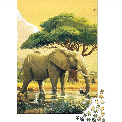 Elephant Puzzle 1000-teilige Schwer Puzzle Spielzeug Pädagogisches Spiel Impossible Herausforderung Spielzeug Für Erwachsene Und Kinder Ab 14 Jahren 1000pcs (75x50cm) von TNSGHAVED