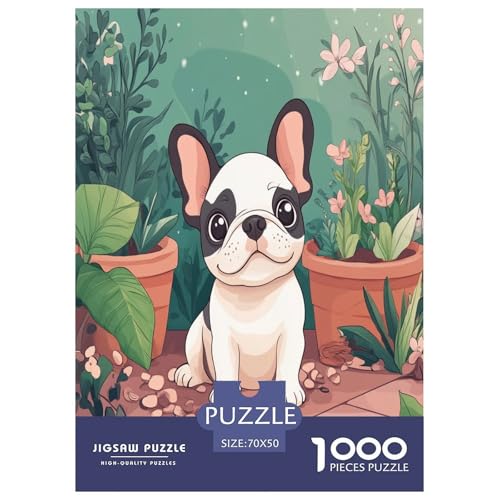 Französischer Bullhund Puzzle 1000-teilige Schwer Puzzle Spielzeug Pädagogisches Spiel Impossible Herausforderung Spielzeug Für Erwachsene Und Kinder in Bewährter 70x50cm/1000pcs von TNSGHAVED