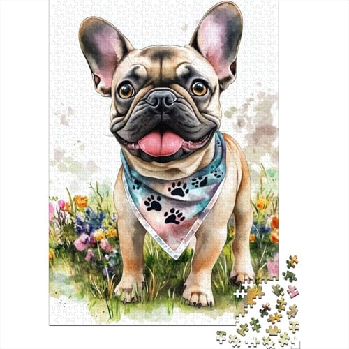 French BullHund Puzzles 1000 Teile Schwer Puzzle Spielzeug Lernspiel Impossible Herausforderungsspielzeug Für Erwachsene Und Kinder Ab 14 Jahren 1000pcs (75x50cm) von TNSGHAVED