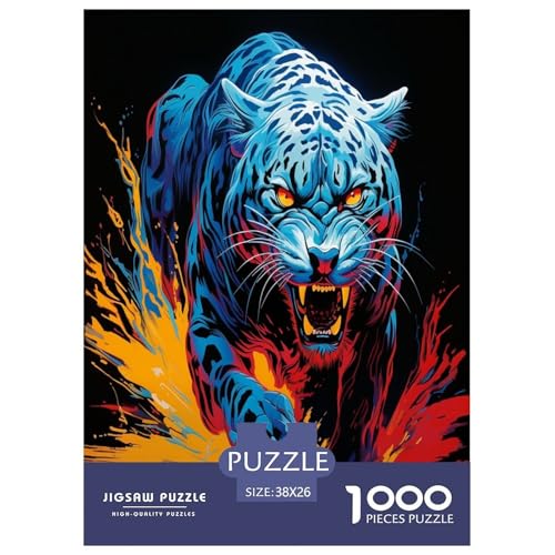 Leopard Puzzles 1000 Teile Schwer Puzzle Spielzeug Pädagogisches Spiel Impossible Herausforderungsspielzeug Für Erwachsene Und Kinder Ab 14 Jahren 38x26cm/1000pcs von TNSGHAVED
