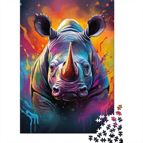 Nashorn Puzzle 1000-teilige Schwer Puzzle Spielzeug Pädagogisches Spiel Impossible Herausforderungsspielzeug Für Erwachsene Und Kinder Ab 14 Jahren 1000pcs (75x50cm) von TNSGHAVED
