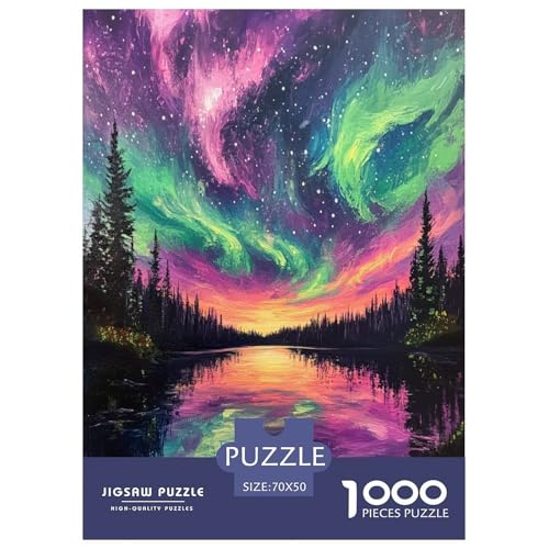 Nordlichter Puzzle 1000-teilige Schwer Puzzle Spielzeug Pädagogisches Spiel Impossible Herausforderungsspielzeug Für Erwachsene Und Kinder Ab 14 Jahren 70x50cm/1000pcs von TNSGHAVED