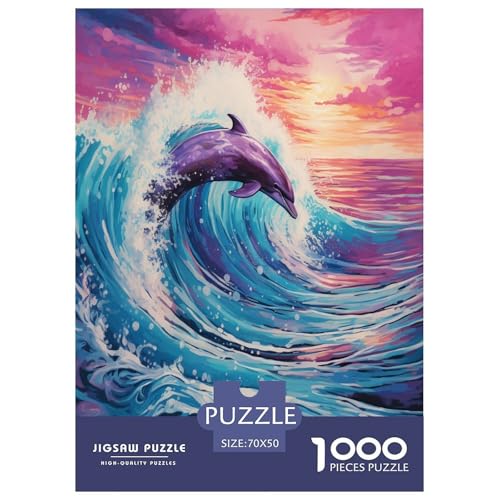 Ölmalerei Delphin Puzzle 1000 Teile Schwer Puzzle Spielzeug Lernspiel Impossible Herausforderung Spielzeug Für Erwachsene Und Kinder Ab 12 Jahren 70x50cm/1000pcs von TNSGHAVED