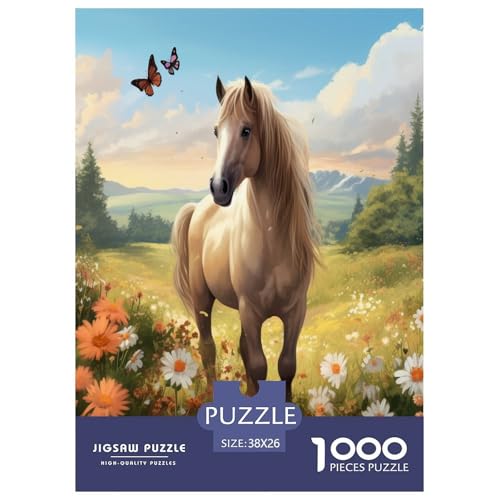 Pferd Puzzle 1000-teilige Schwer Puzzle Spielzeug Pädagogisches Spiel Impossible Herausforderungsspielzeug Für Erwachsene Und Kinder in Bewährter 38x26cm/1000pcs von TNSGHAVED