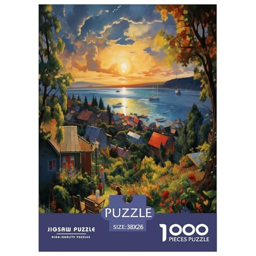 Sonnenuntergang über dem Hafen Puzzles 1000 Teile Schwer Puzzle Spielzeug Pädagogisches Spiel Impossible Herausforderung Spielzeug Für Erwachsene Kinder 38x26cm/1000pcs von TNSGHAVED