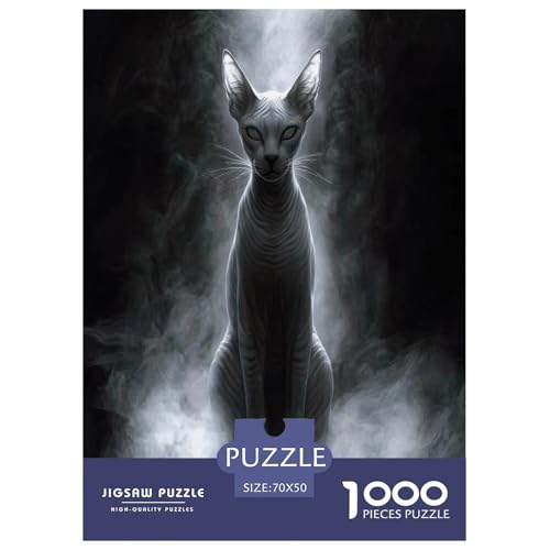 Sphinx Katze Puzzles 1000 Teile Schwer Puzzle Spielzeug Lernspiel Impossible Herausforderungsspielzeug Für Erwachsene Kinder 70x50cm/1000pcs von TNSGHAVED