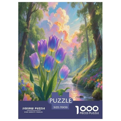 Tulpen Puzzle 1000-teilige Schwer Puzzle Spielzeug Pädagogisches Spiel Impossible Herausforderung Spielzeug Für Erwachsene Kinder 70x50cm/1000pcs von TNSGHAVED
