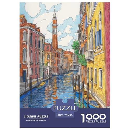 Venedig Wasserstadt Puzzles 1000 Teile Schwer Puzzle Spielzeug Pädagogisches Spiel Impossible Herausforderungsspielzeug Für Erwachsene Und Kinder in Bewährter 70x50cm/1000pcs von TNSGHAVED