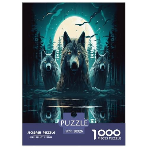 Wolf Puzzles 1000 Teile Schwer Puzzle Spielzeug Pädagogisches Spiel Impossible Herausforderungsspielzeug Für Erwachsene Und Kinder Ab 14 Jahren 38x26cm/1000pcs von TNSGHAVED