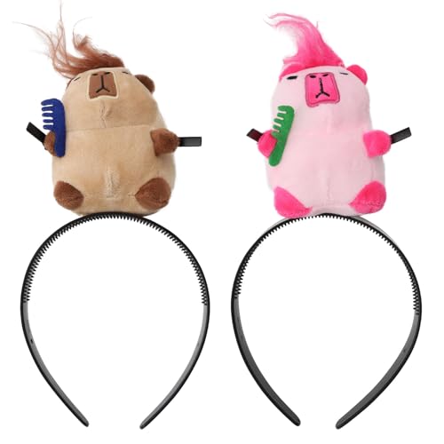 TNSLAND 2 stück Capybara Haarreifen Damen, Niedliches Capybara Haarband Kosmetik, Cartoon Tier Haarband, Haarreif Kosmetik Haarband Herren für Kinder Kopfschmuck Sich Schminken Bühnenauftritte von TNSLAND