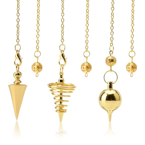 TNSLAND 3 Pcs Pendel Esoterik mit Ketten Pendulum in Spiralform Kupfer Pendel Pendel Set Wünschelruten für Weissagung, Tarot Zubehör, Reiki Balancing Geschenke für Tarot Liebhaber Golden TNSLAND 3 Pcs Pendel Esoterik mit Ketten Pendulum in Spiralform Kupfer Pendel Pendel Set Wünschelruten für Weissagung, Tarot Zubehör, Reiki Balancing Geschenke für Tarot Liebhaber Golden von TNSLAND