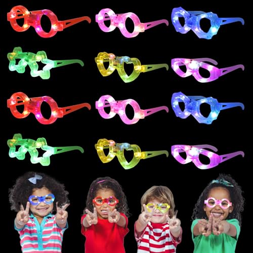 TNSLAND Mitgebsel Kindergeburtstag 12pcs Gastgeschenke Kinder Led Brille Neon Party Gadgets Partybrille Wundertüte Kinder Party Glasses Party-Mitgebsel Give Aways Leuchtspielzeug Leuchtbrille von TNSLAND