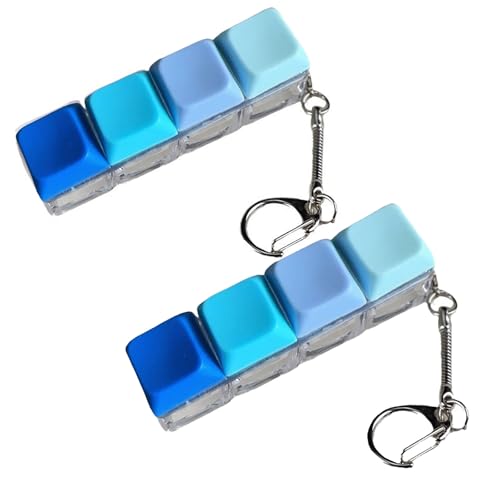 2 Stück Tastatur Fidget Spielzeug, Fidget Tastatur Schlüsselanhänger, linearer klick Schlüsselanhänger, Keyboard Keychain in 4 Farbigen Tasten Blaues Verlauf-Design zum Stressabbau von TNSOYCA
