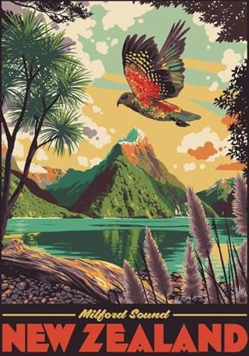 Puzzle 1000 Teile Landschaft Neuseeland Vintage Reisekunst Poster Dekompressionsspiel Für Erwachsene Spielzeug Qz613Yk 26x38CM Puzzle 1000 Teile Landschaft Neuseeland Vintage Reisekunst Poster Dekompressionsspiel Für Erwachsene Spielzeug Qz613Yk 26x38CM von TNTEVX