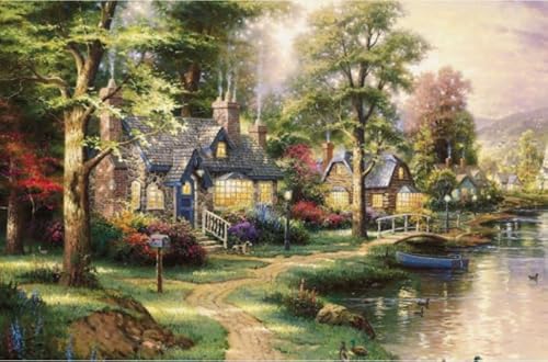 Puzzle 1000 Teile Landschaftshaus Kunstwerk Poster Spielzeug Dekompressionsspiel für Erwachsene Xq379Zp 52x70CM von TNTEVX