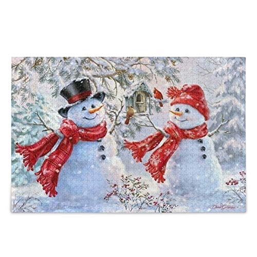 Puzzle mit Zwei Schneemännern, Winter-Kardinalvögel, 1000 Teile, Puzzle, pädagogisches, intellektuelles, entspannendes Spiel für Kinder, Erwachsene, Wanddekoration zu Hause, 26 x 38 cm Puzzle mit Zwei Schneemännern, Winter-Kardinalvögel, 1000 Teile, Puzzle, pädagogisches, intellektuelles, entspannendes Spiel für Kinder, Erwachsene, Wanddekoration zu Hause, 26 x 38 cm von TNTEVX