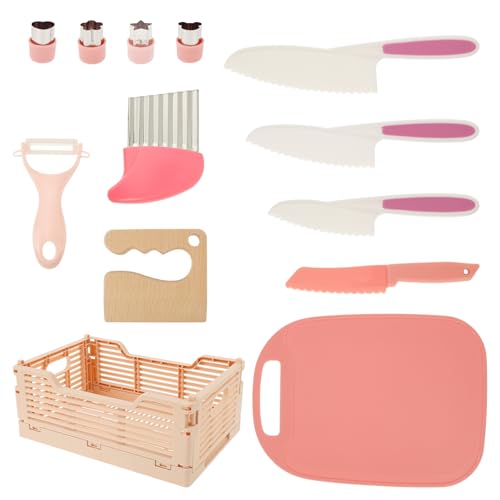 13-teiliges Kindermesser-Set,Sicheres Kleinkind-Küchenmesser-Set aus Holz mit Korb, Gemüseschneider, Schneidebrett, gezackten Kanten zum echten Kochen und Schneiden von Obst und Brot 13-teiliges Kindermesser-Set,Sicheres Kleinkind-Küchenmesser-Set aus Holz mit Korb, Gemüseschneider, Schneidebrett, gezackten Kanten zum echten Kochen und Schneiden von Obst und Brot von TNTGMG